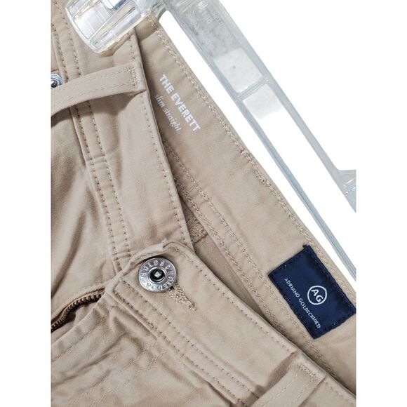 Adriano Goldschmied AG Pants Everett Slim Straight Mens 33x29.5 Beige Khaki - Picture 9 of 14